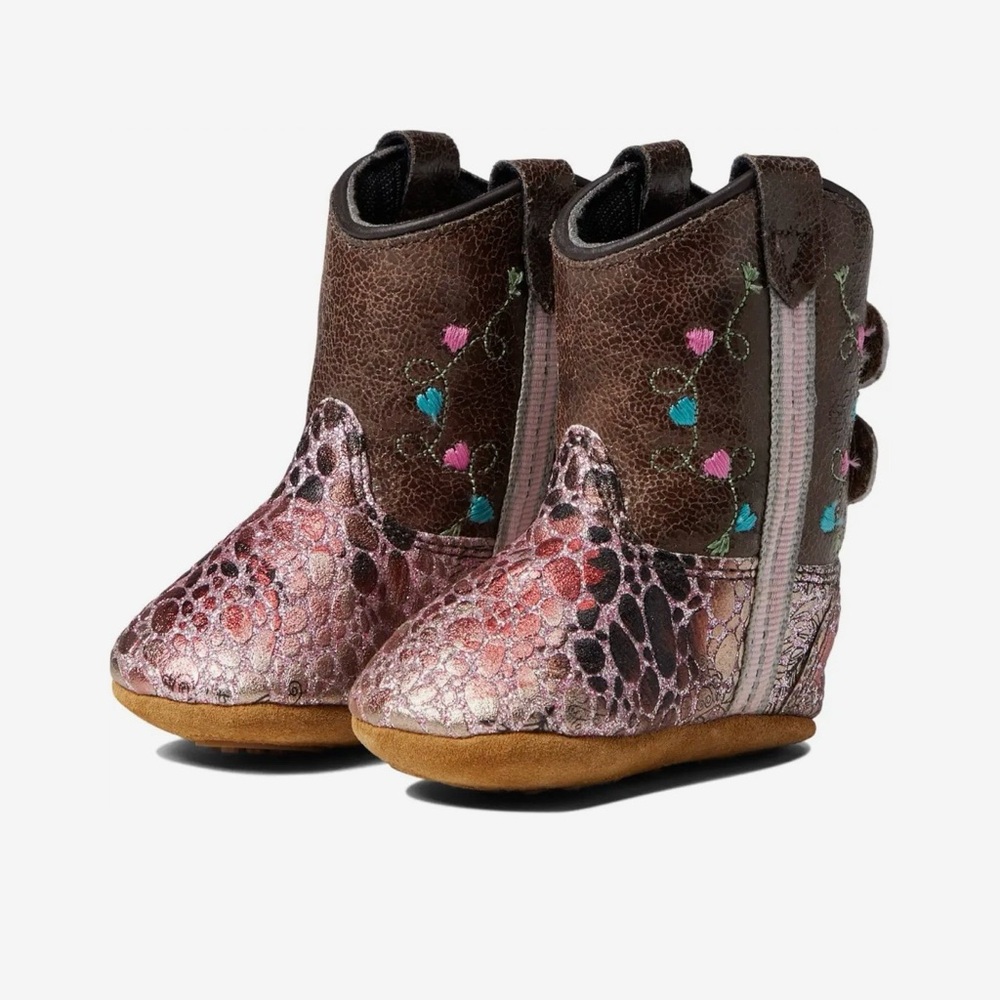 Old West Kids Boots in Brown and Pink Infant Size 2